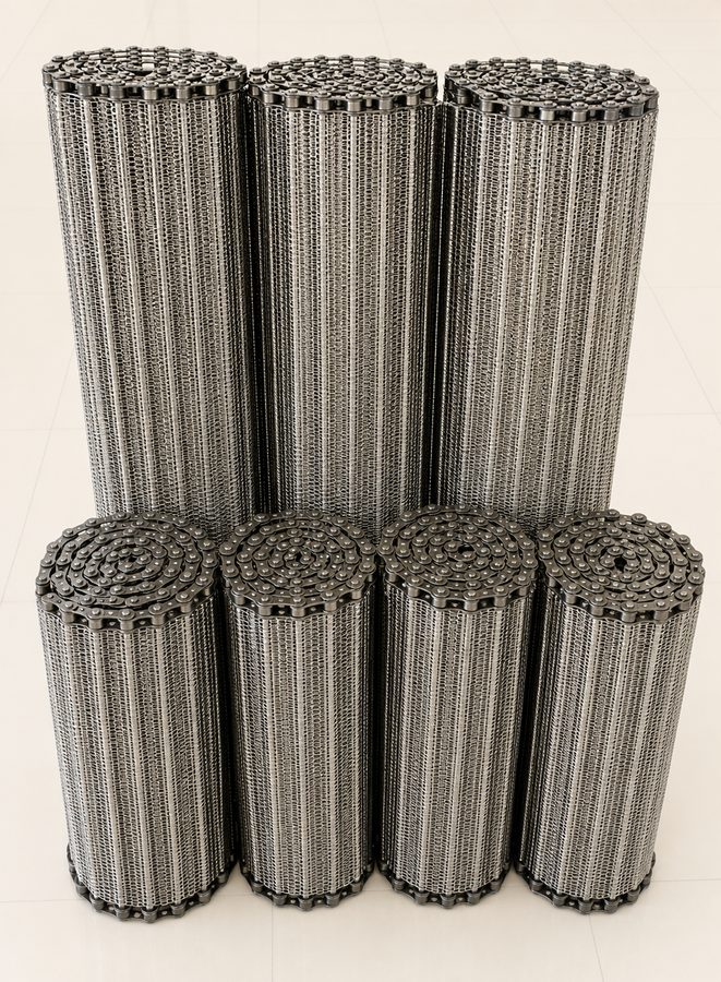 Compound balanced mesh conveyor belt detail
